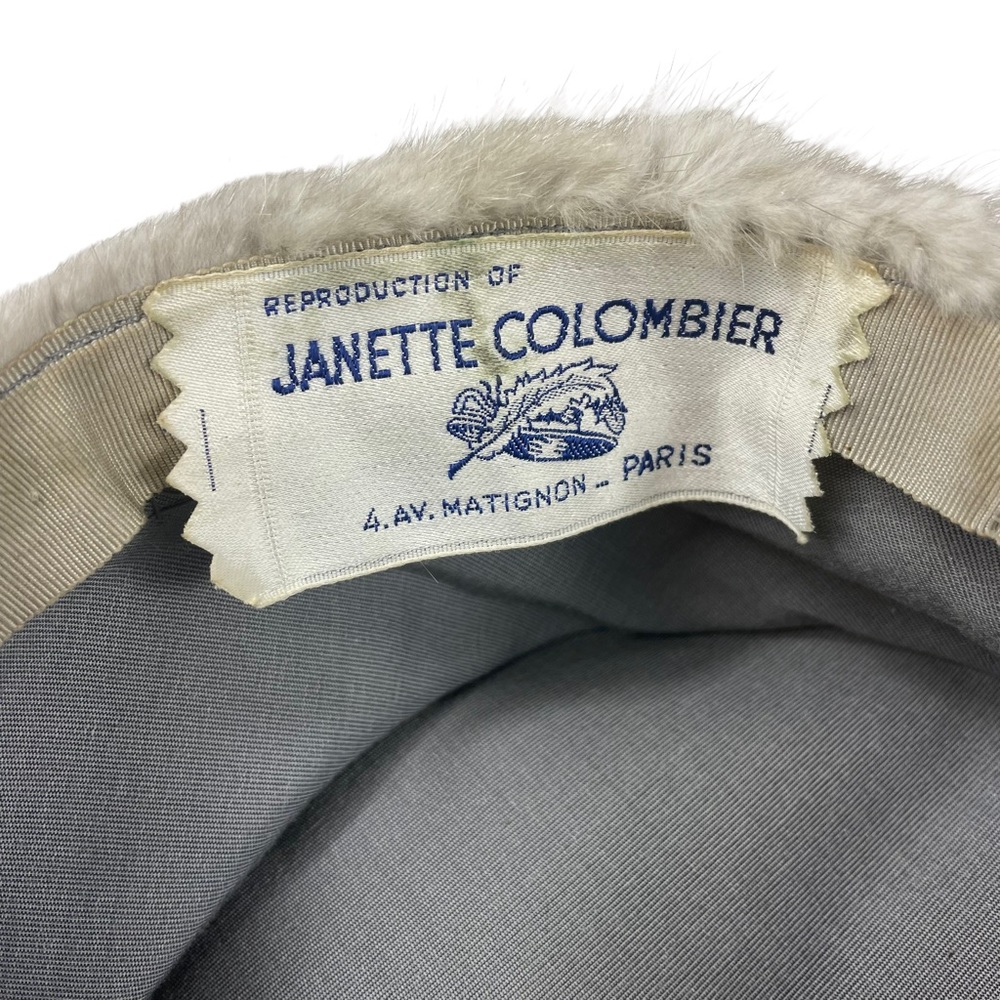 Janette Colombier Paris 1940s Union Made Imported Fur Winter Hat Pearl Accent OS - Picture 2 of 16